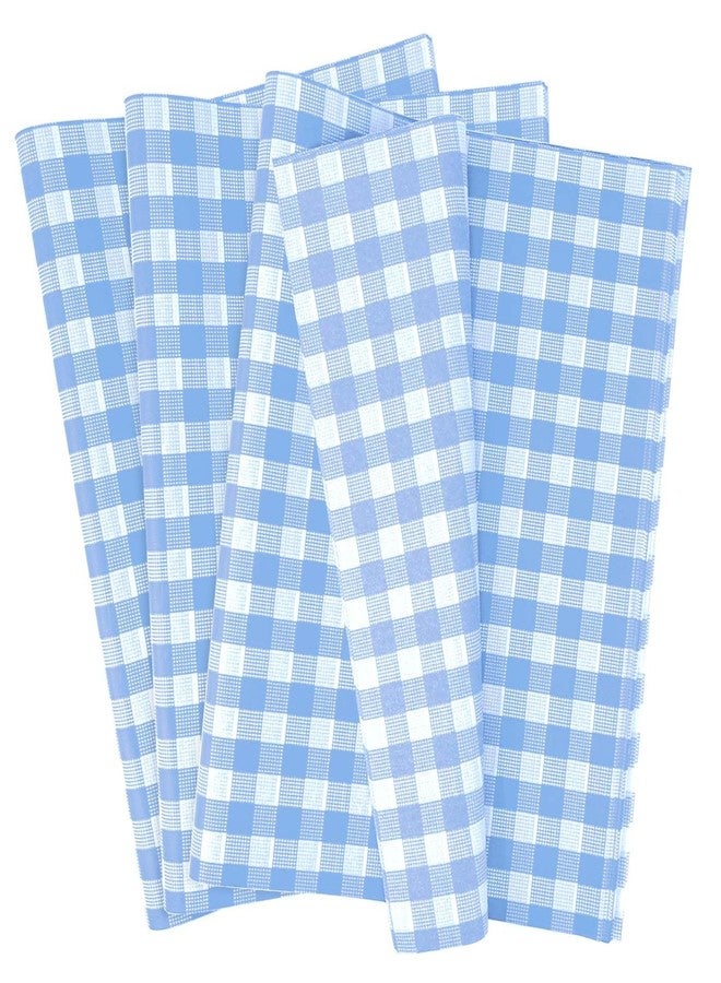 MUNILAIL 100 Sheets Gingham Tissue Paper 14 x 20 Inches Light Blue and White Checkered Tissue Paper for Gift Bags Bulk Wrapping Papers Gift Papers Tissue for Birthday Gift Packing Crafts - Image 1